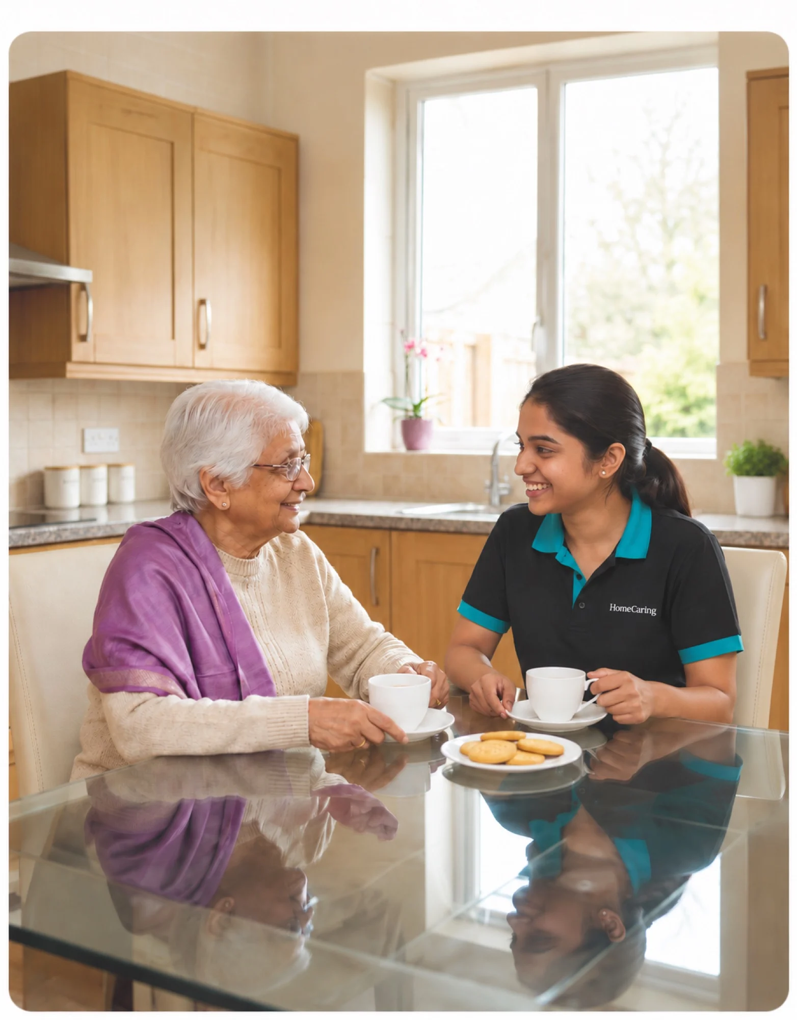 Old Lady sitting with support worker