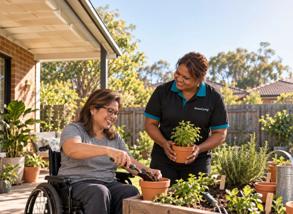 gardening in backyard