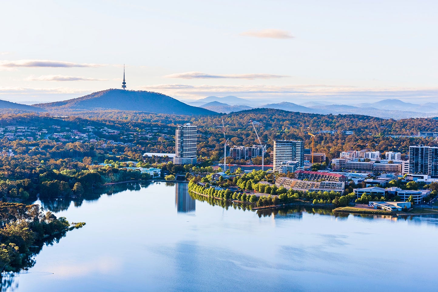 Aerial image of Canberra City where HomeCaring Canberra works