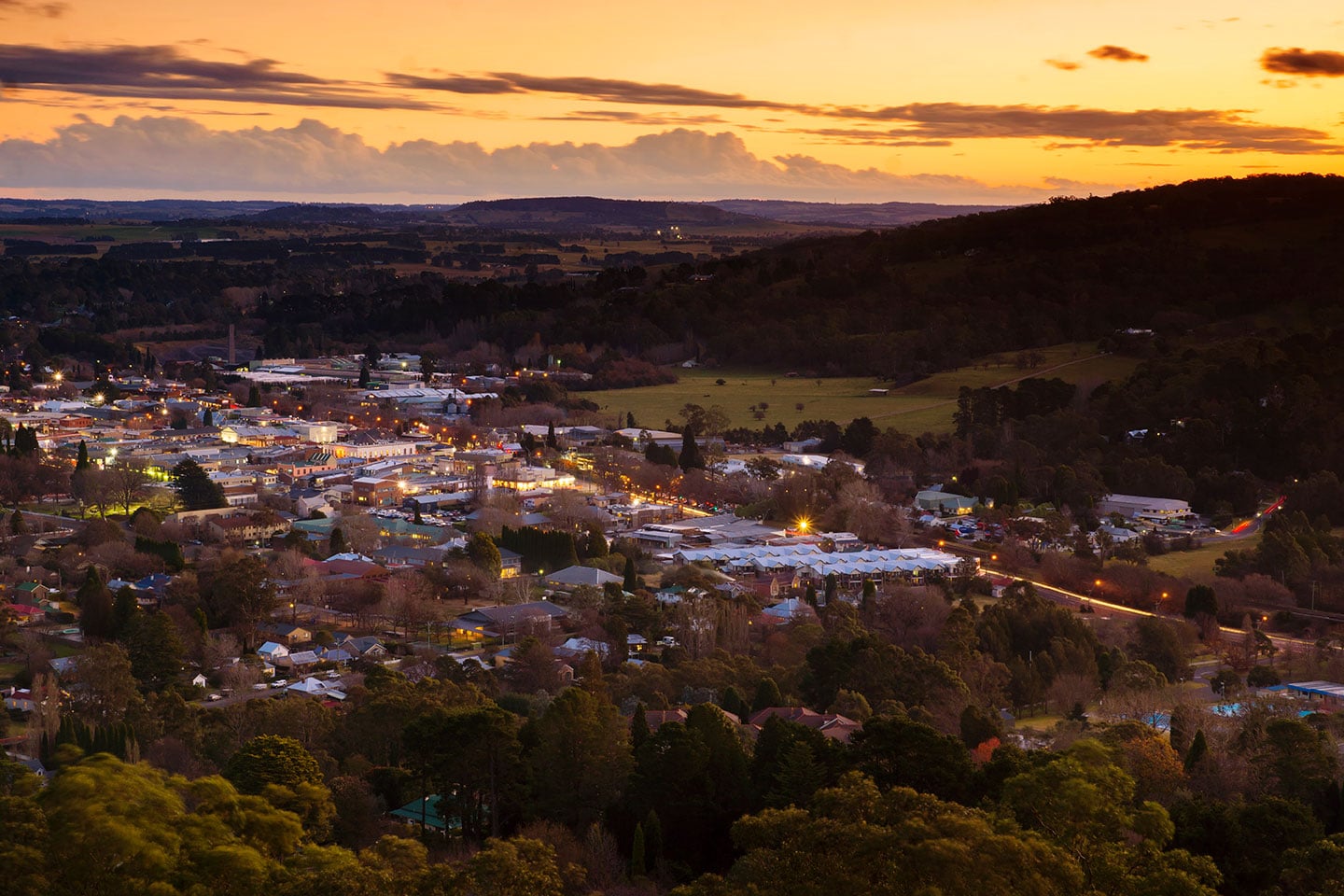 elevated view of the town of Bowral