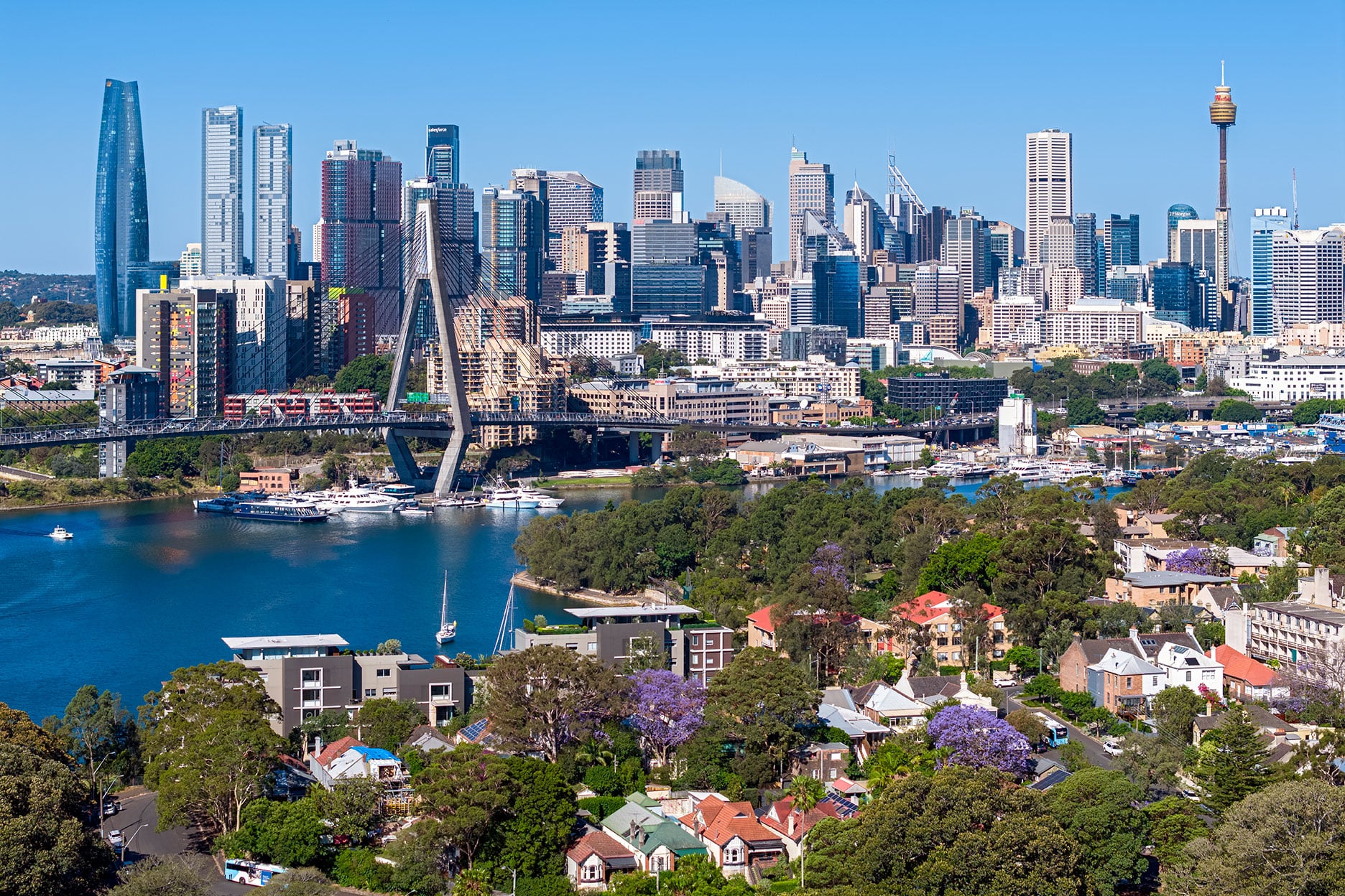 Anzac Bridge over Sydney Harbor in Glebe