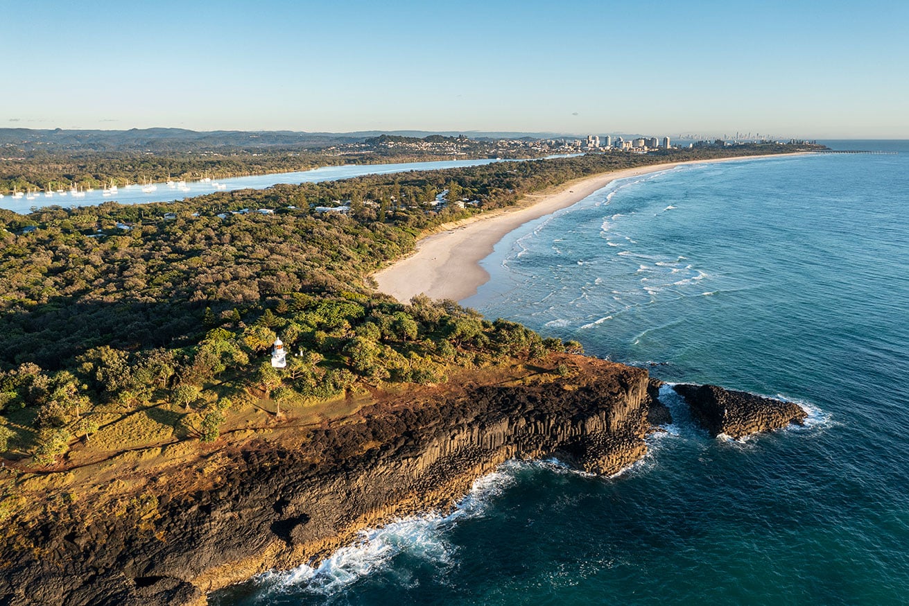 Fingal Head Lighthouse at the mouth of the Twee River, Tweed Heads