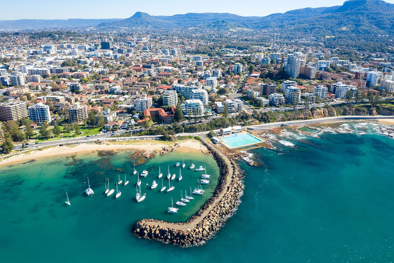 Aerial view of Wollongong in NSW