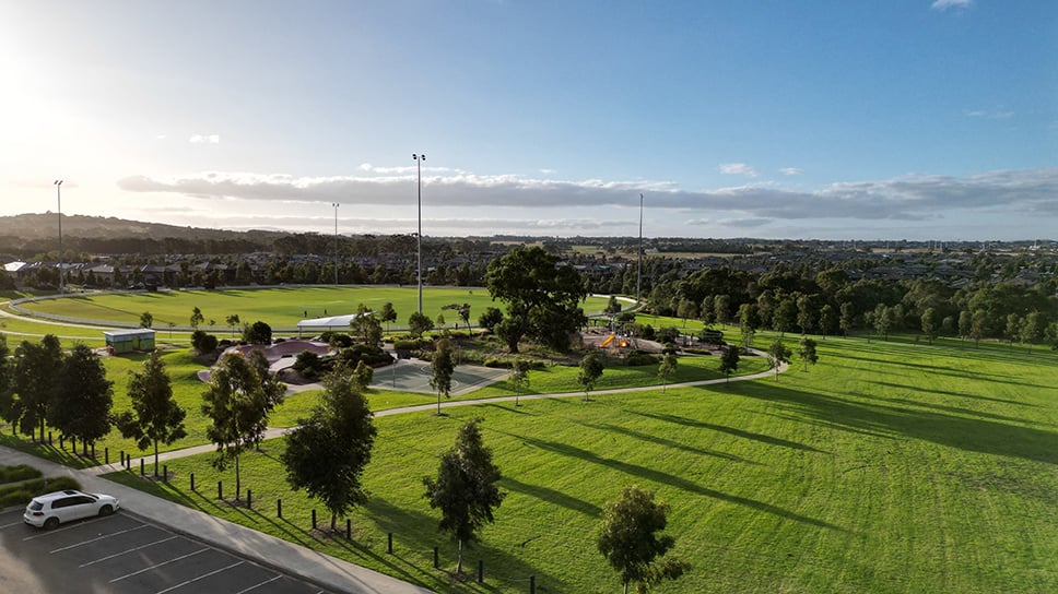 An aerial view of the Craigieburn football park