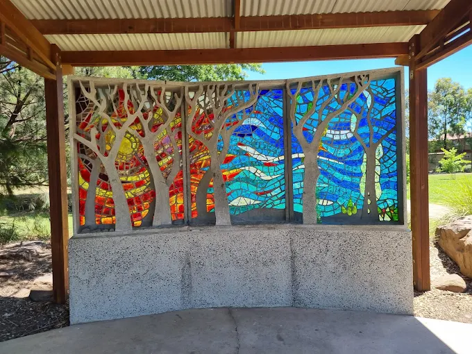 Glass mural in a park in St Albans, Victoria