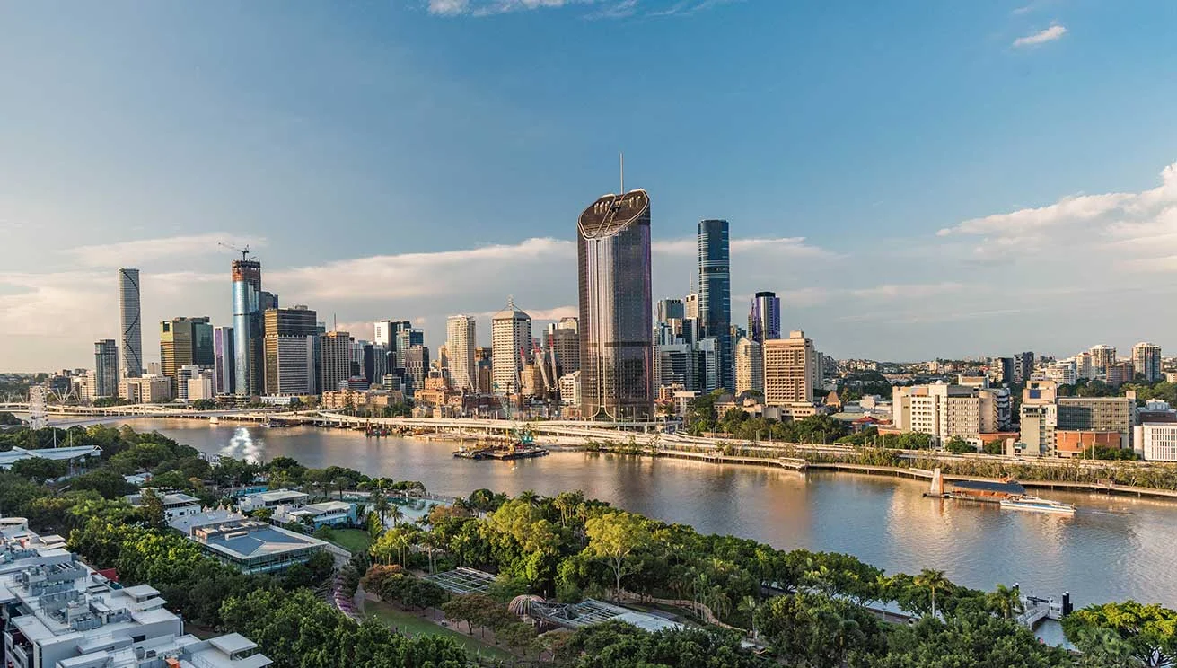 Brisbane city skyline and river